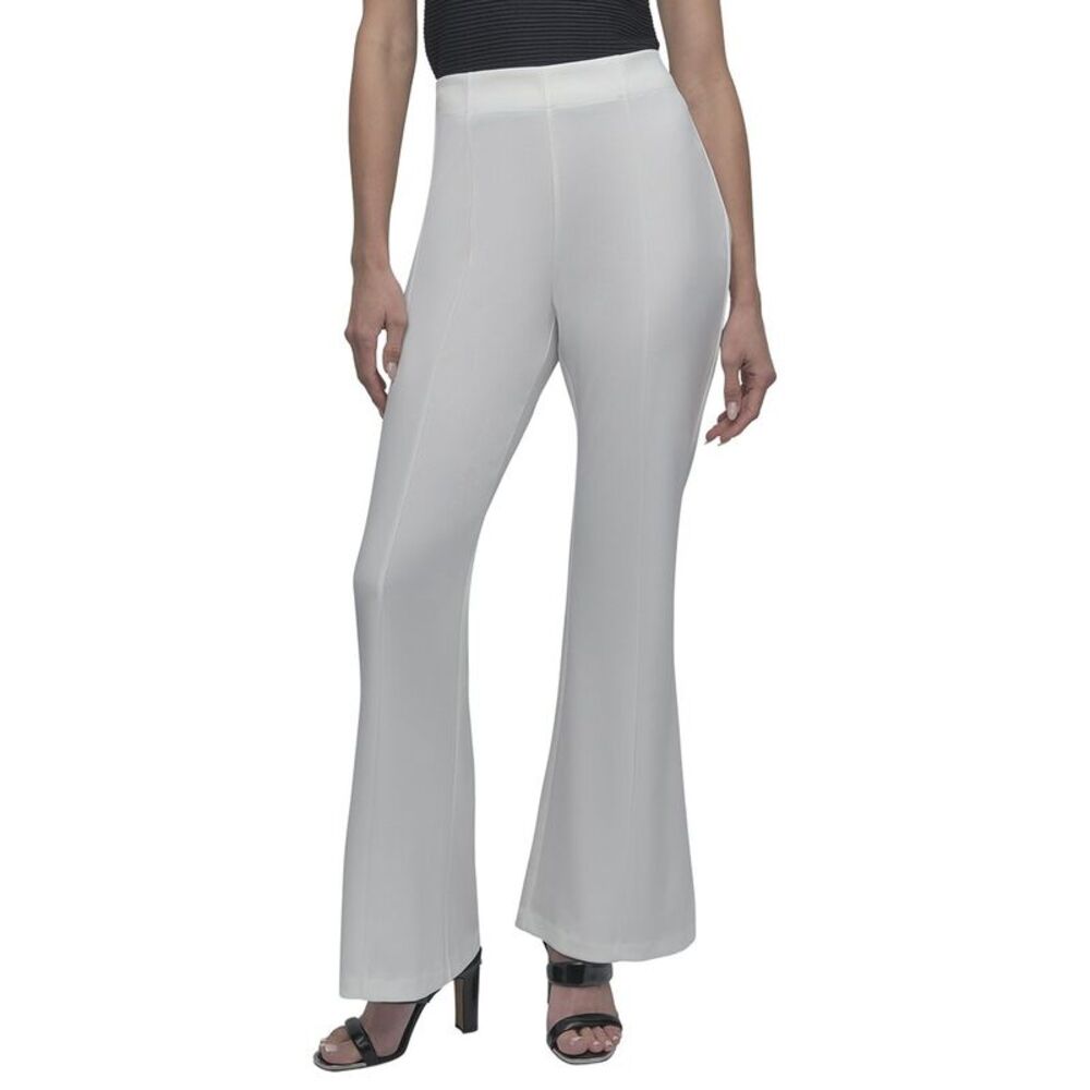 Dkny Womens  Scuba Wide Leg Front Seam Pant, White